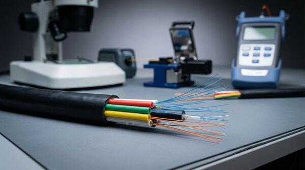 Loose tube fibre optic cables coiled for installation