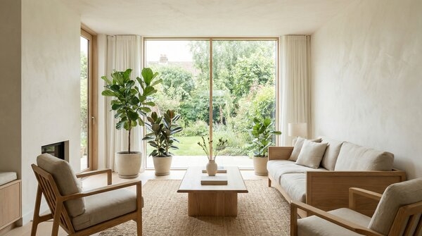 Smooth zero-VOC clay plaster applied to interior wall