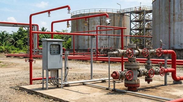 Industrial fire suppression system installed in plant