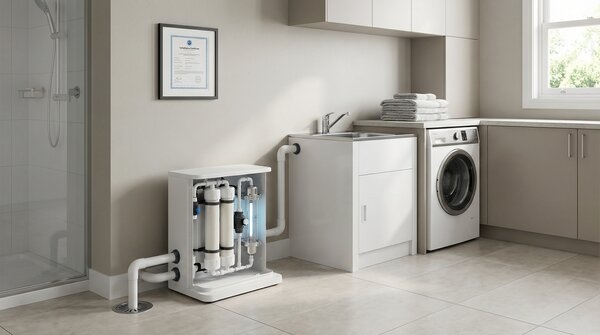 Compact greywater or wastewater treatment unit installed on site