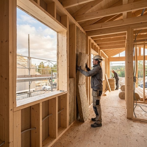 Hemp fibre insulation installed in timber frame wall