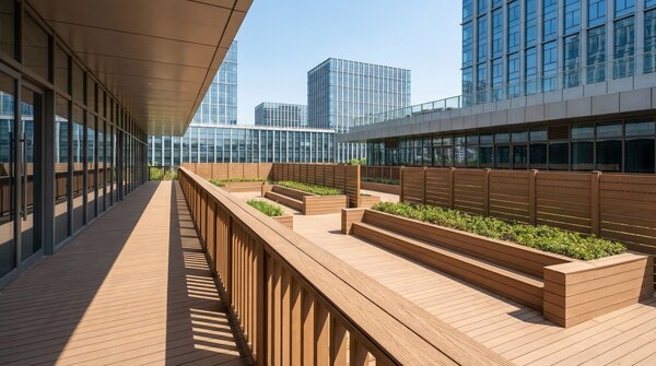 WPC fence and railing system used as garden boundary