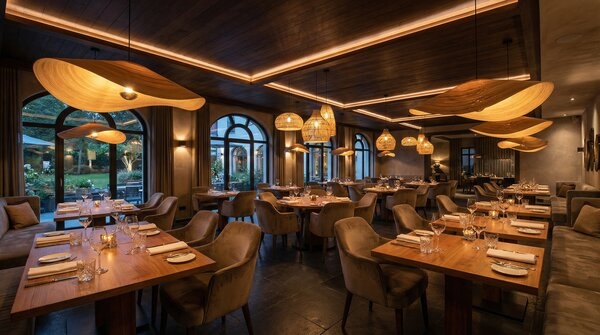 Designer human-centric pendant lamp in interior