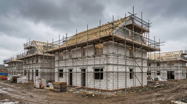 Generic autoclaved aerated concrete blocks on site