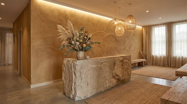 Natural lime and clay paint in soft interior colour