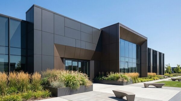 Powder coated architectural façade panels in colour