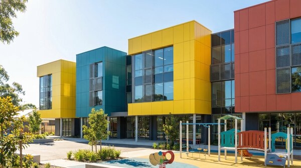 Powder-coated interior wall and ceiling panels installed