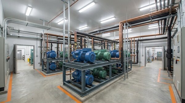 Refrigeration rack systems installed in plant room