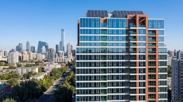 Energy-saving passive house windows on contemporary façade